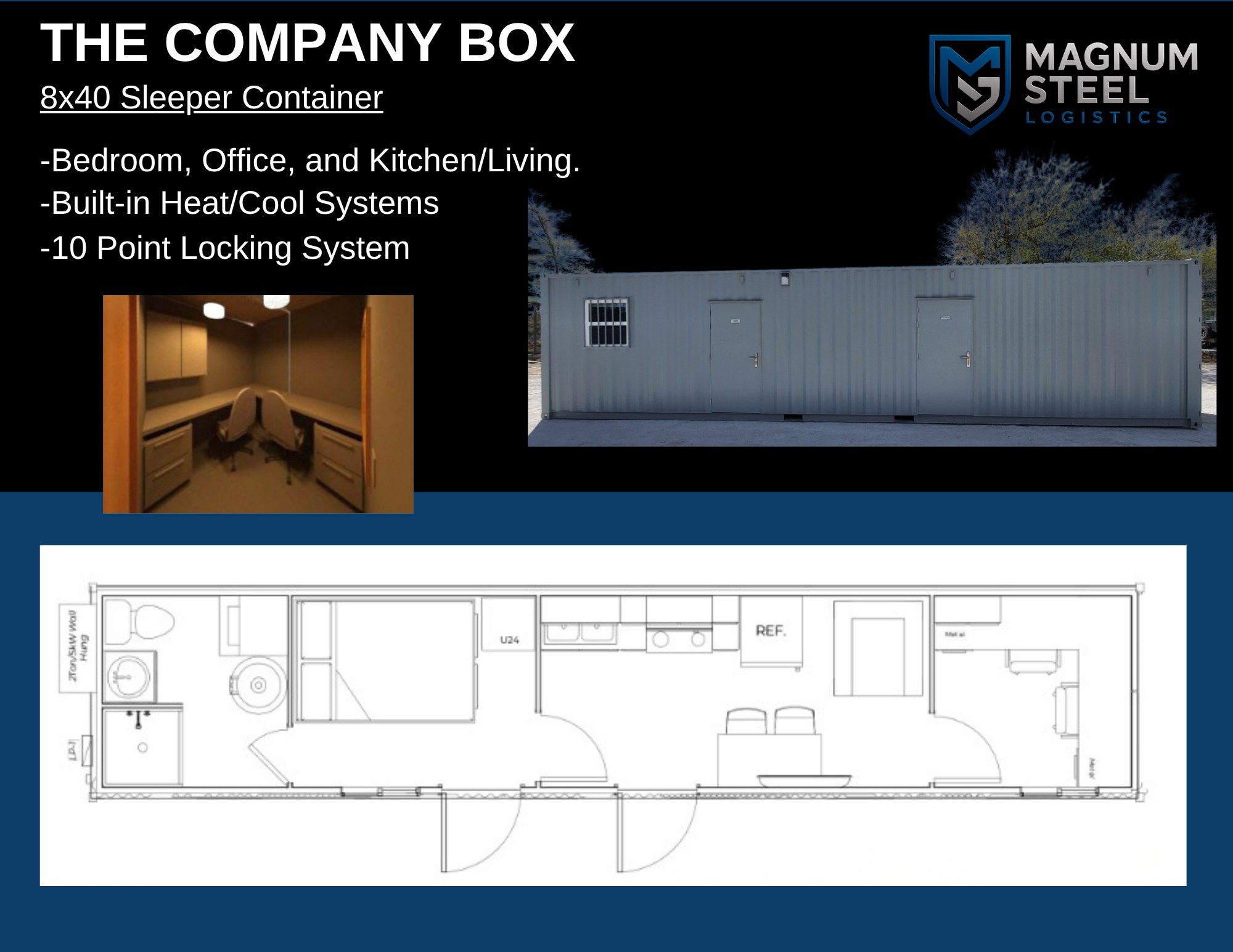 Company Box — Steel container · Heat/cool · 10-pt locking