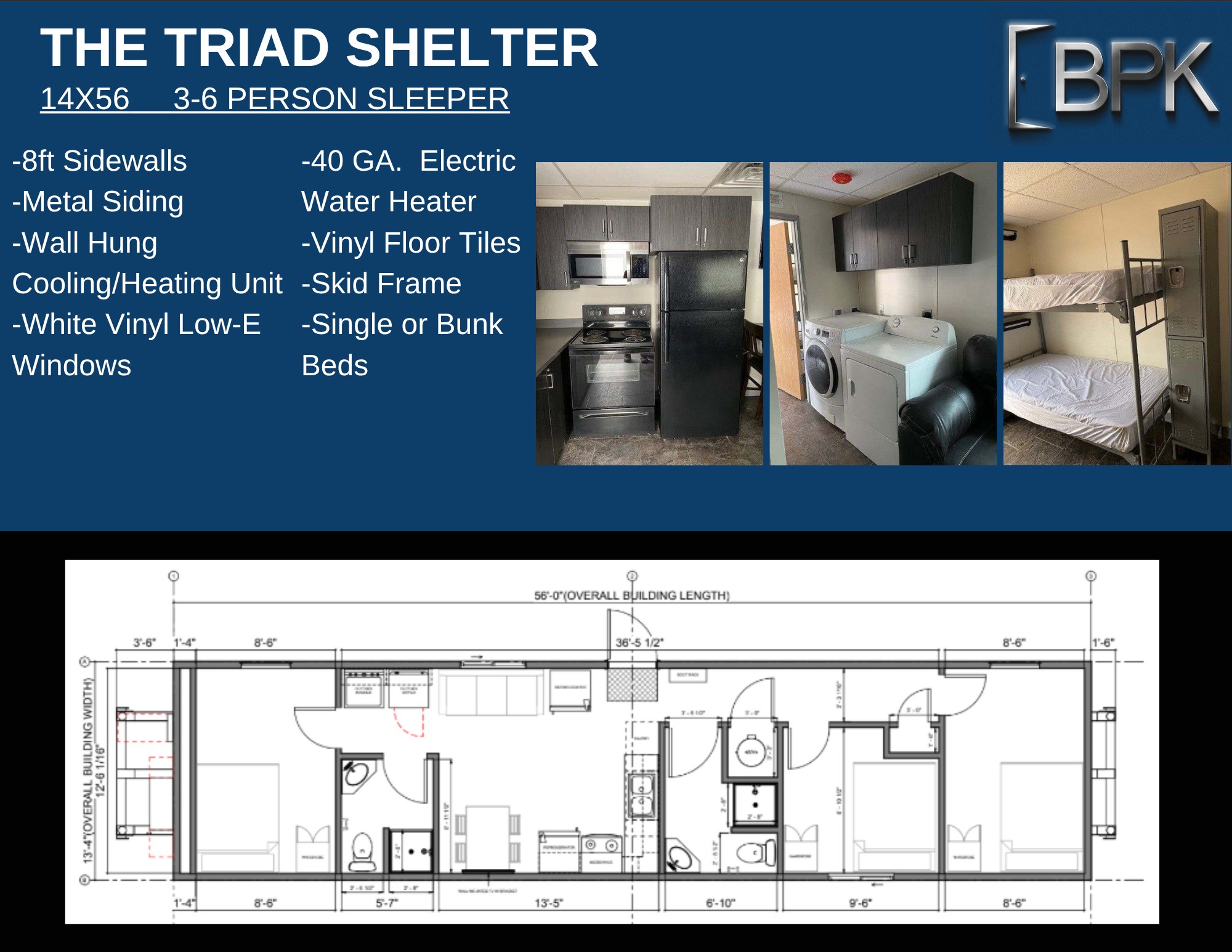 The Triad Shelter — 14×56 · 3–6 person